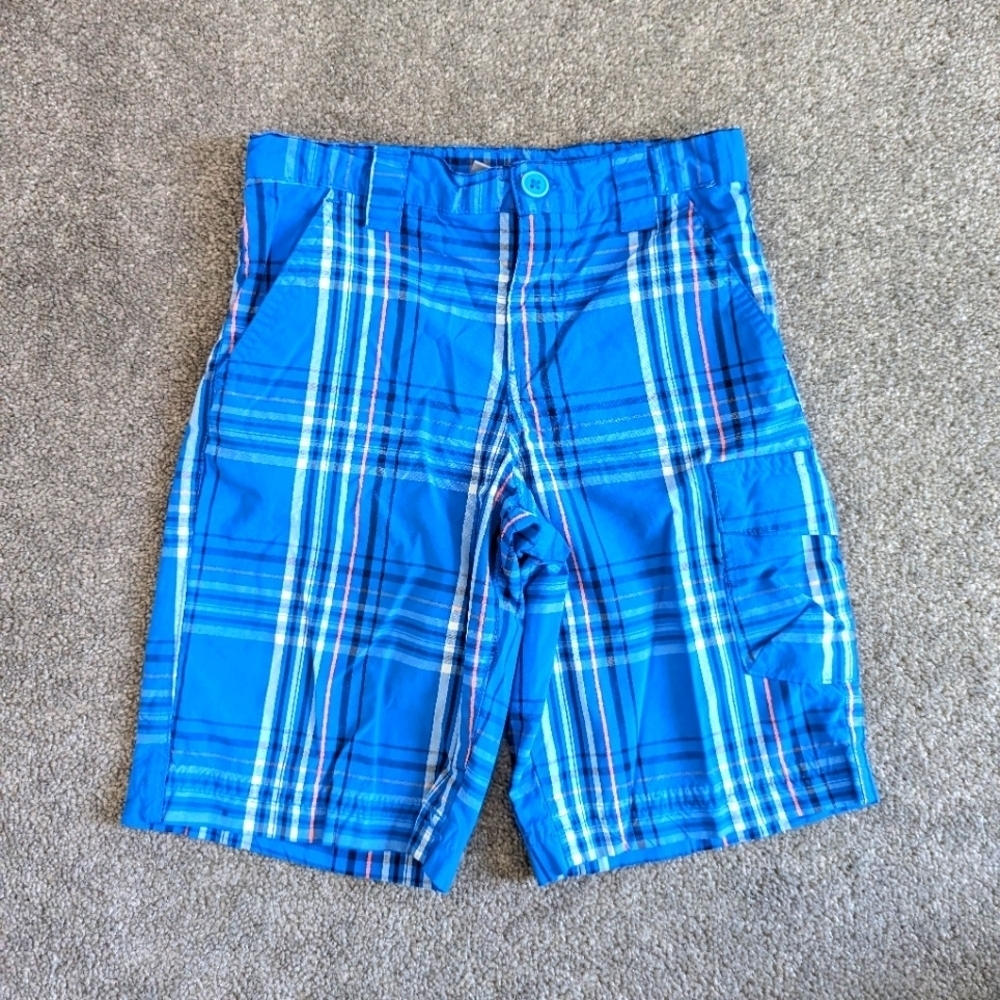 Columbia blue plaid activewear shorts boys size XXS 4T 5T